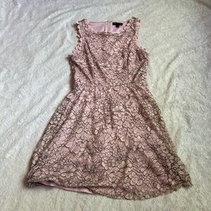 As U wish floral lace fit and flare pink dress